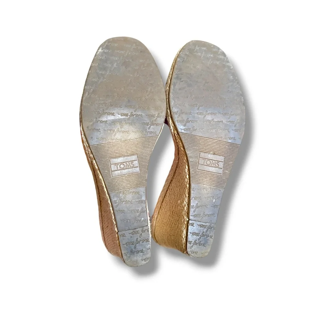 TOMS Floral Espadrille Wedge Sandals Womens‎ 8.5 Multicolor Peep Toe Canvas